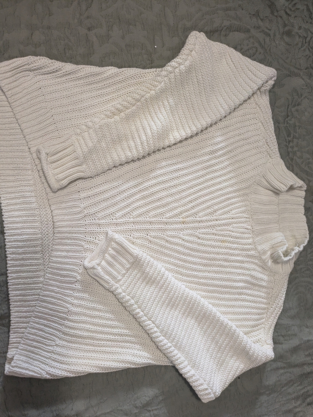Lucky Brand Cream Ribbed Cowl Neck Sweater
